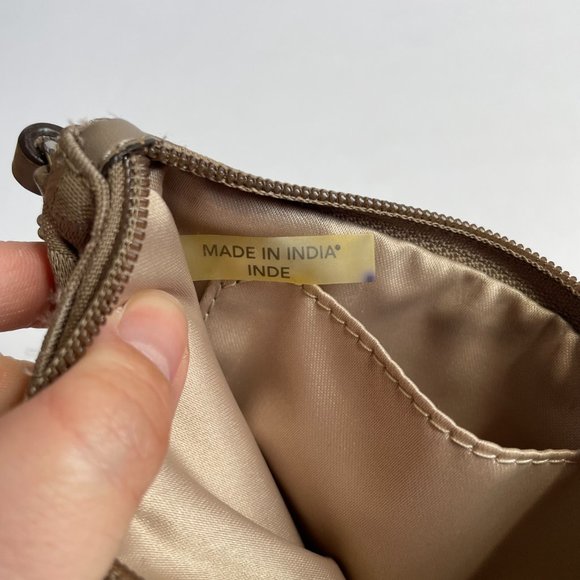 Coach Logo Canvas Wristlet 6"x4" Clutch Bag Wallet Coin Purse Taupe Brown Small - Picture 6 of 11